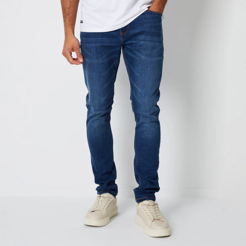Image of Threadbare Skinny Fit Jeans With Stretch - Blue Blue M