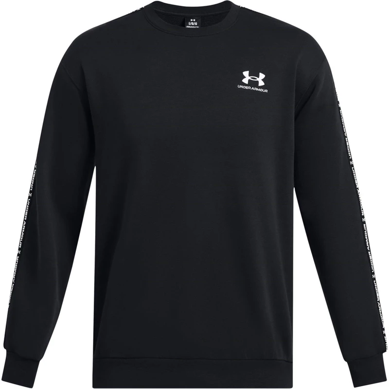Image of Under Armour Icon Fleece Crew Taping Sweatshirt Mens - Black L
