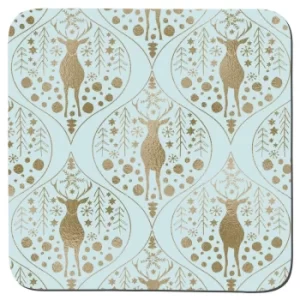 Image of Denby Mint And Gold Christmas Set Of 6 Coasters