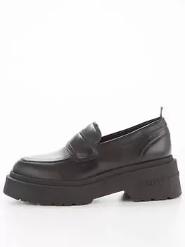 Image of Tommy Jeans Leather Chunky Loafer - Black, Size 37, Women