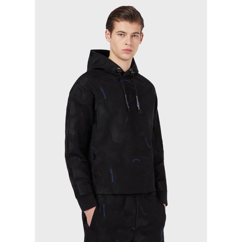 Image of Emporio Armani Printed Hoodie - Black 6XL