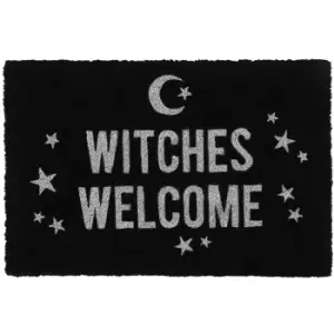 Image of Witches Welcome Door Mat (40cm x 60cm x 2cm) (Black/White) - Something Different
