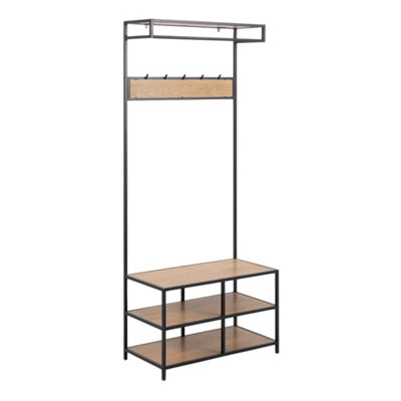 Image of Furniture To Go Seaford Clothes Rack With 3 Shelves In Black And Oak