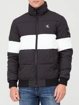 Image of Calvin Klein Jeans Outline Logo Padded Jacket - Black