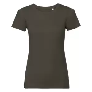 Image of Russell Womens/Ladies Organic Short-Sleeved T-Shirt (L) (Dark Olive)