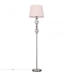 Image of Pembroke Brushed Chrome Twist Floor Lamp with Dusty Pink Aspen Shade