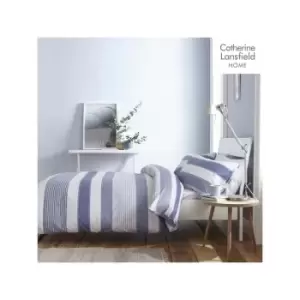 Image of Catherine Lansfield Newquay Stripe Easy Care King Duvet Set Blue
