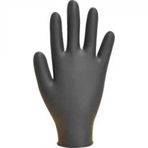 Image of Bodyguard Disposable Gloves, Black, Nitrile, Powder Free, Textured Fingertips, Size L, Pk-100
