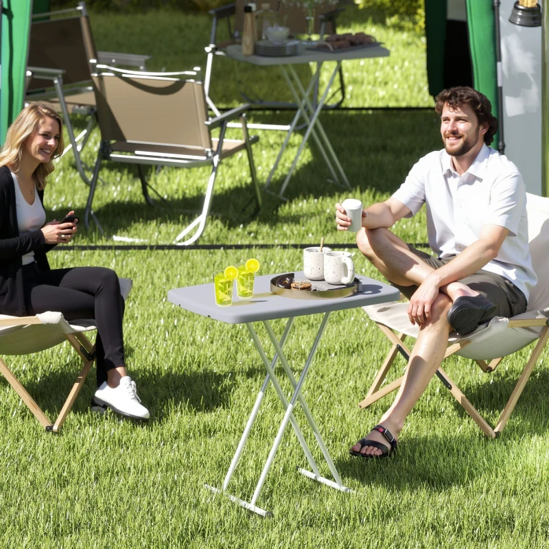 Image of Outsunny Folding Coffee Table, Height Adjustable Bistro Table, Charcoal Grey Grey