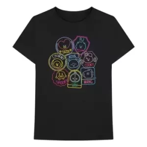Image of BT21 - Neons Unisex XX-Large T-Shirt - Black