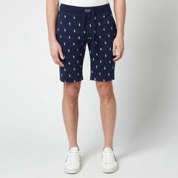 Image of Polo Ralph Lauren Mens All Over Print Slim Lounge Shorts - Cruise Navy - XL