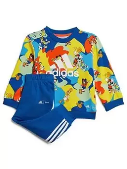 Image of adidas Disney Toddler Boys Mickey Mouse Crew & Jogger Set - Dark Blue, Dark Blue, Size 9-12 Months