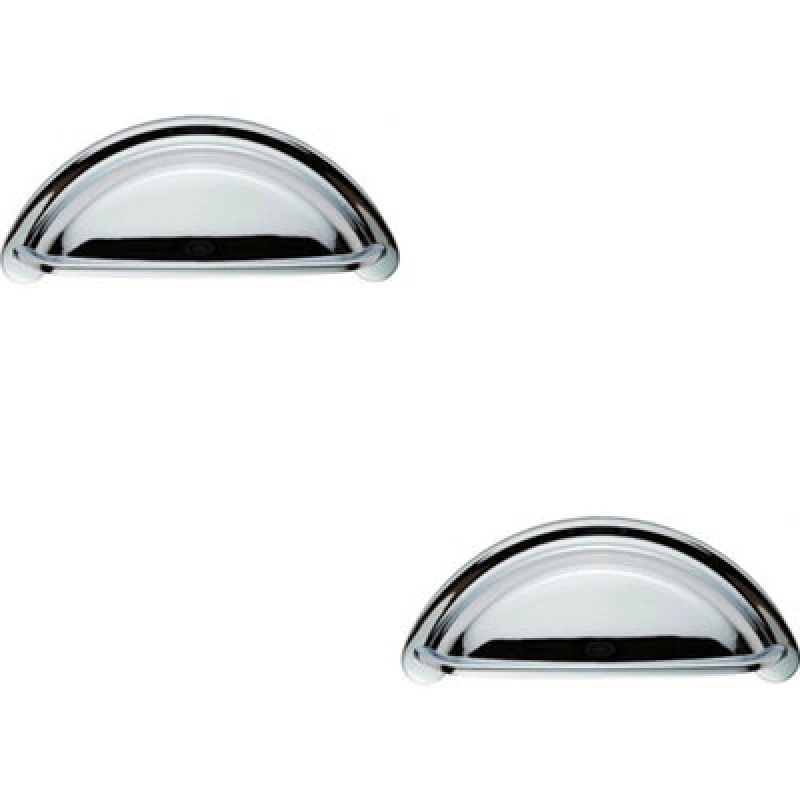 Image of Loops 2x Cabinet Cup Pull Handle 94 x 41.5mm 76mm Fixing Centres Polished Chrome Multi unisex