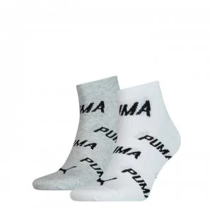 Image of Puma 2Pk AOP quarter Sock 13 - White/Grey