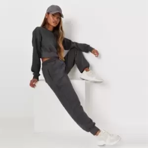 Image of Missguided Quilted Sweat and Jogger Set - Black