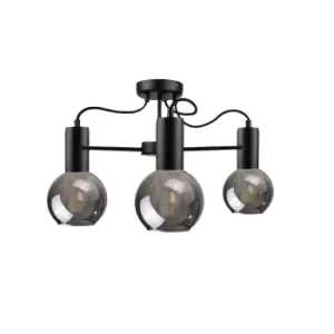 Image of Liv Multi Arm Semi Flush Ceiling Light Black, 60cm, 3x E27