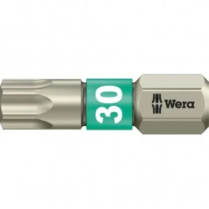 Image of Wera Torsion Stainless Steel Torx Screwdriver Bit T30 25mm Pack of 1
