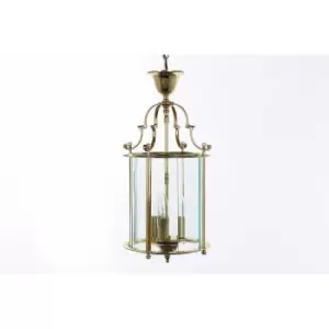 Image of Impex Colchester 9" Glass 3 Light Polished Brass Lanterns Pendant Ceiling Light