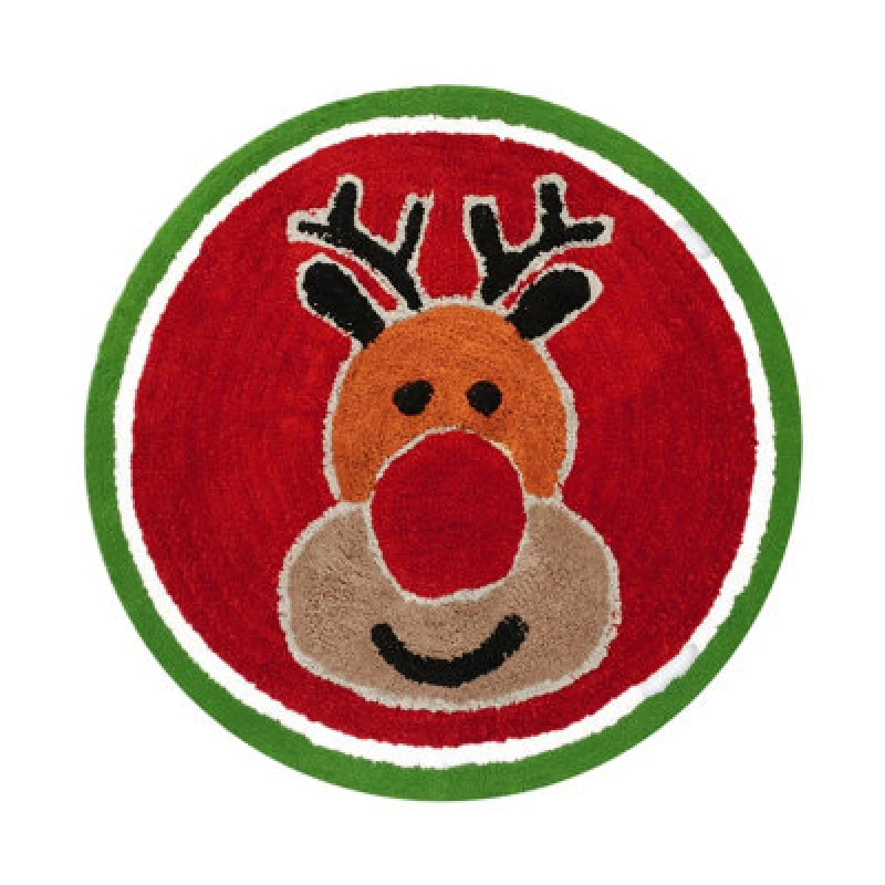 Image of Allure Bath Fashions Christmas Tufted Rudolph Round Bath Mat