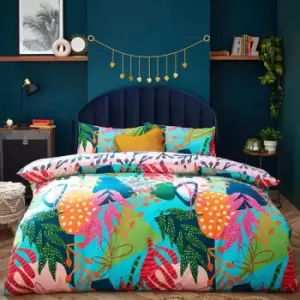 Image of Furn Coralina Palm Leaf Duvet Cover Set (Double) (Multicoloured) - Multicoloured