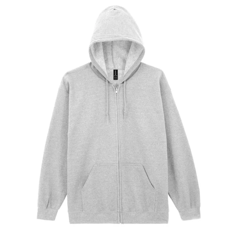Image of Gildan Mens Heavy Blend Full Zip Hooded Sweatshirt Top in Grey Size: 3XL Grey Male 3XL
