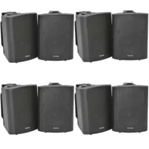 Image of 8x 90W Black Wall Mounted Stereo Speakers 5.25" 8Ohm Quality Home Audio Music