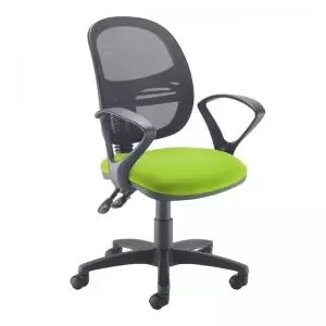 Image of Jota Mesh medium back operators chair with fixed arms - Madura Green