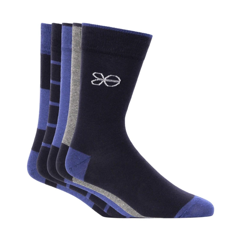 Image of Crosshatch Crosshatch Men Milato Socks 5pk in Blue Blue One Size Male 5059294596282