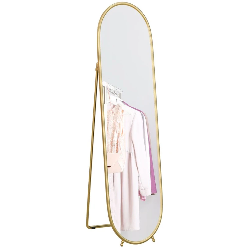 Image of HOMCOM Homcom - Oval Full Length Mirror with Metal Frame Hanging or Leaning Gold 5056725539726