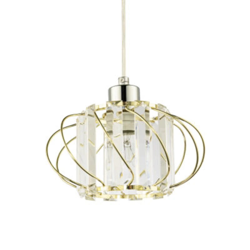 Image of Happy Homewares Modern Pendant Lamp Shade With Clear Acrylic Rectangular Prims And Gold Frame