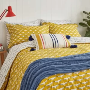 Image of Joules Heron Geo Single Duvet Cover Set, Antique Gold