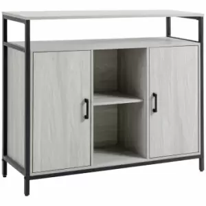 Image of HOMCOM Modern Sideboard Steel Frame Storage Cabinet With 2 Doors Light Grey