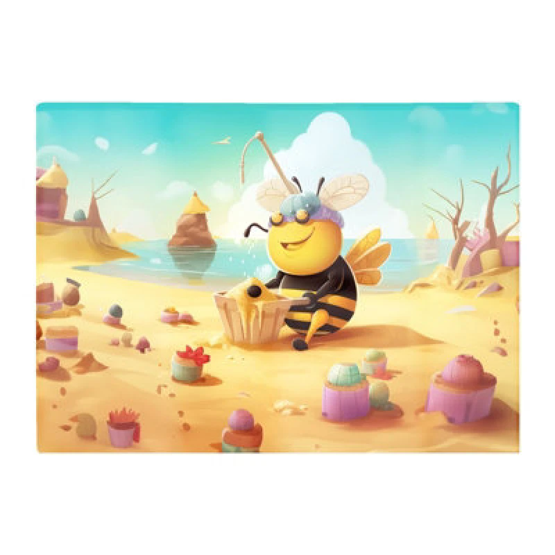 Image of Warren Reed Designer Bumblebee On A Beach Holiday Glass Chopping Board