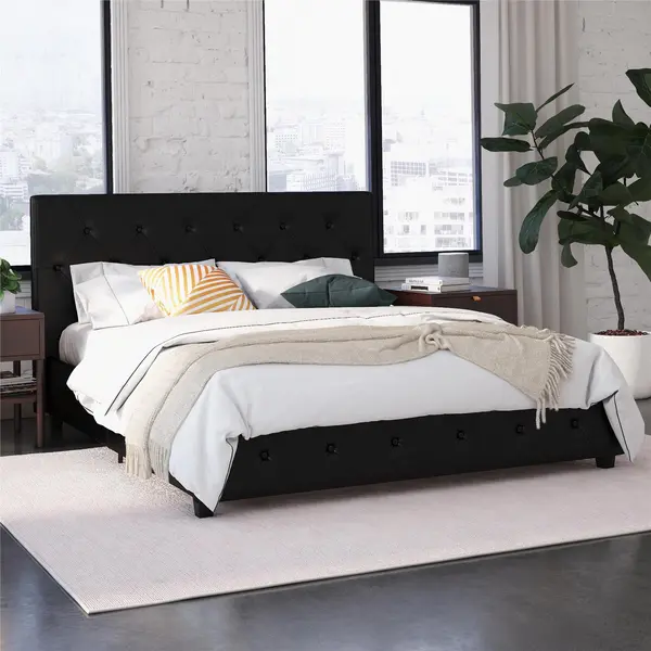 Image of Dorel Home Dakota Upholstered Bed Black