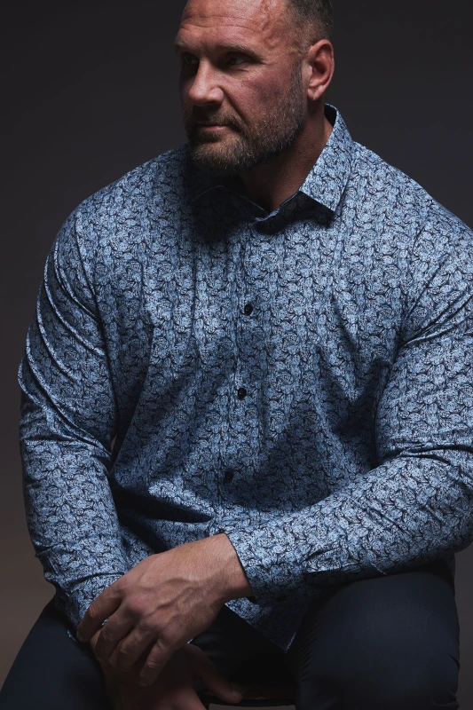 Image of BadRhino BadRhino Men Paisley Print Formal Shirt in Blue Blue One Size Male 5063111859009