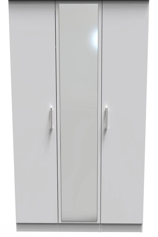 Image of Ready Assembled 2 U Cornwall Triple Mirror Wardrobe (Ready Assembled) in Light Grey Light Grey Unisex
