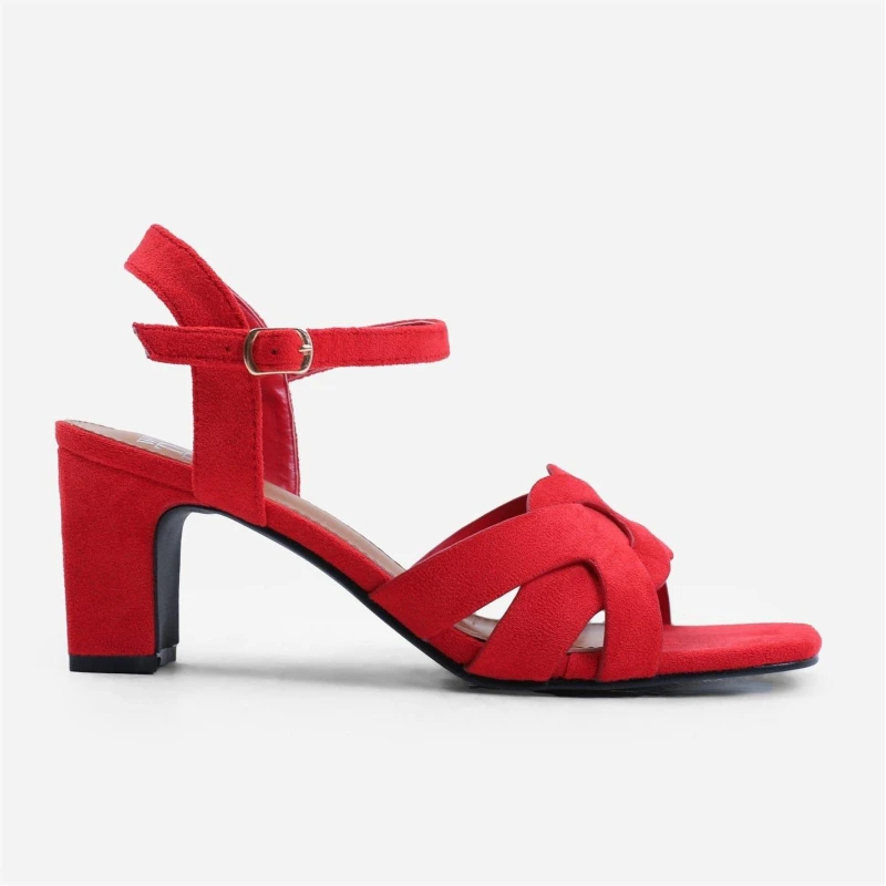Image of Where's That From 'Elspeth' Low Block Heel With Braided Detail Red