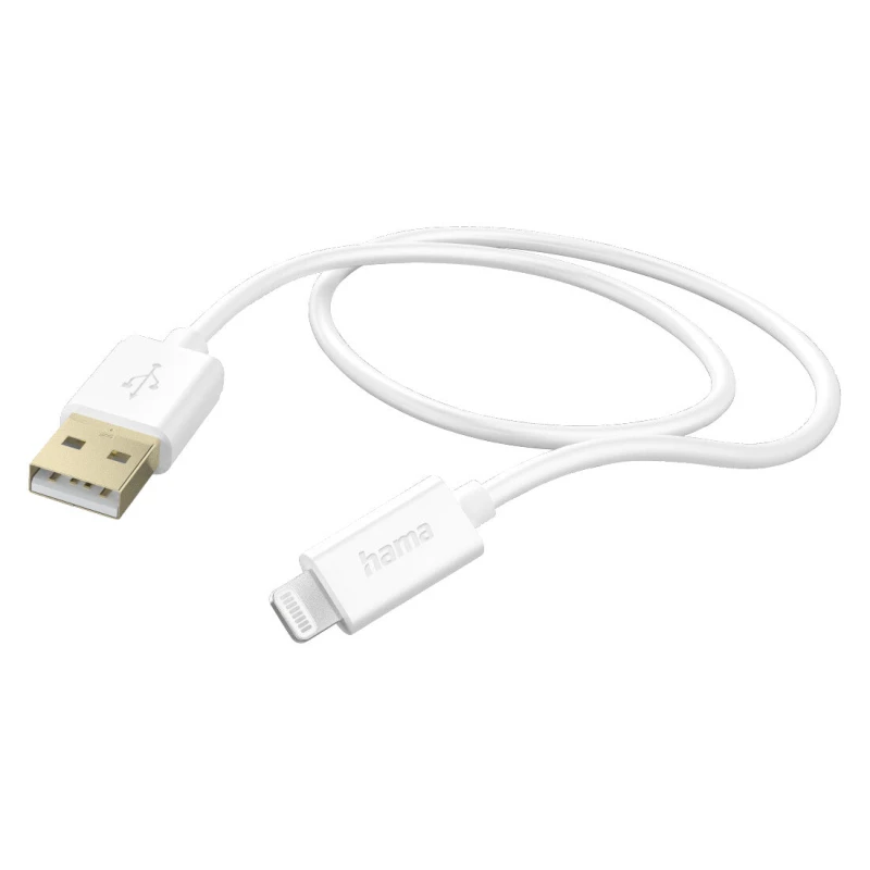 Image of Hama Hama USB charging cable USB 2.0 Apple Lightning plug, USB-A plug 1.50 m White 00201581 00201581