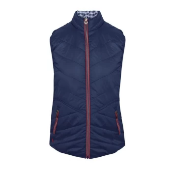 Image of Island Green Quilted Reversible Golf Gilet Ladies - Navy/Rasp