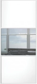 Image of Wickes Sliding Wardrobe Door Wideline White Panel and Mirror - 2220 x 914mm