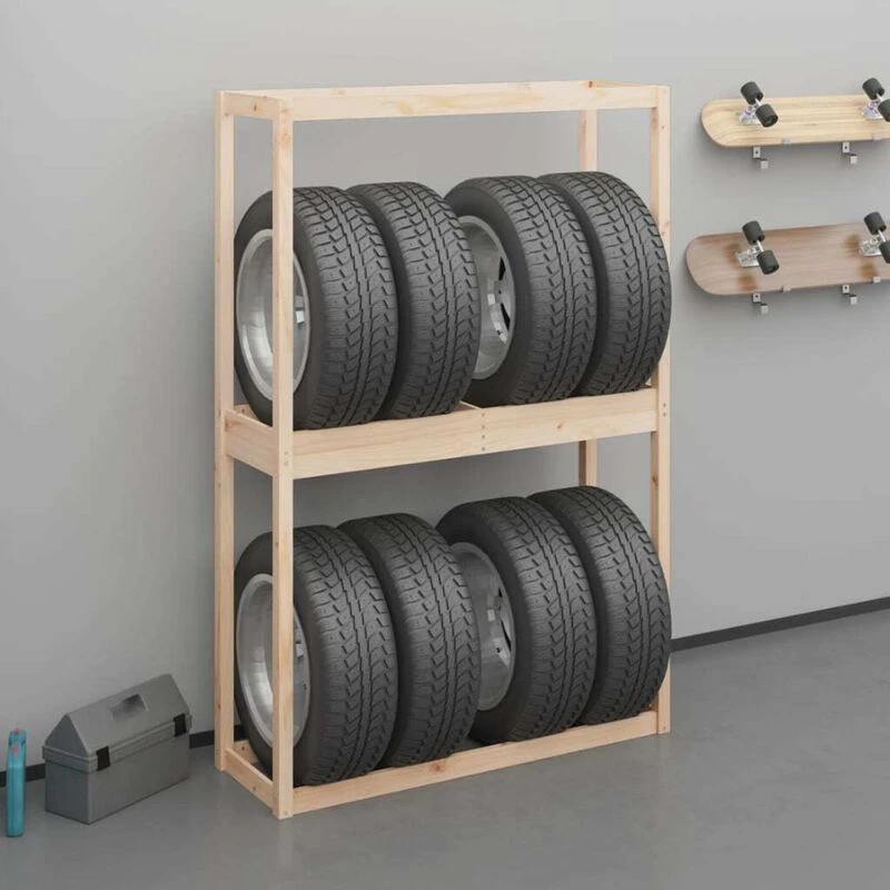 Image of vidaXL Tire Rack 120X40X180cm Solid Wood Pine, Brown 825003