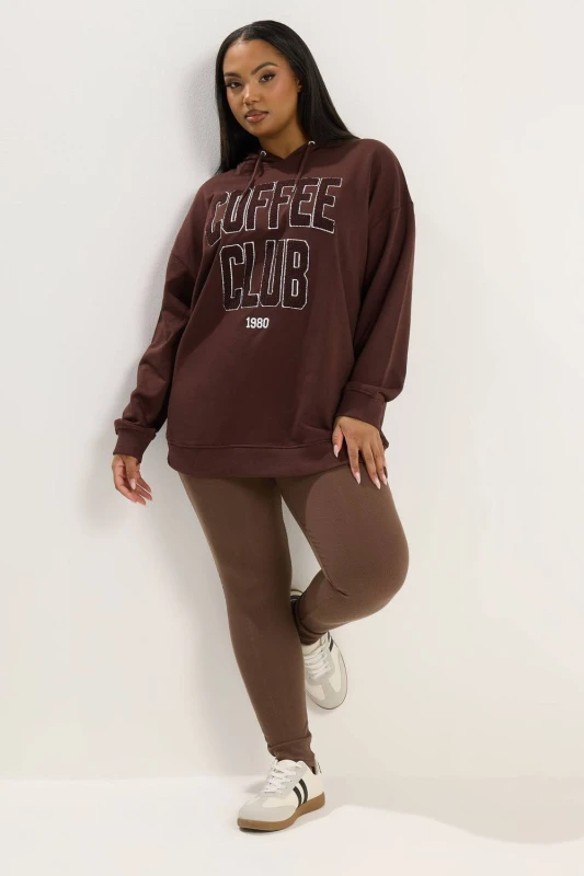 Image of Yours Womens Ribbed Basic Leggings in Brown Size: 18 Brown Female 18