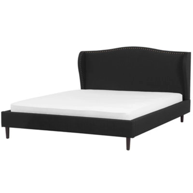 Image of Beliani Bed Fabric Colmar 180 X 200 Cm (Eu Super King) Black