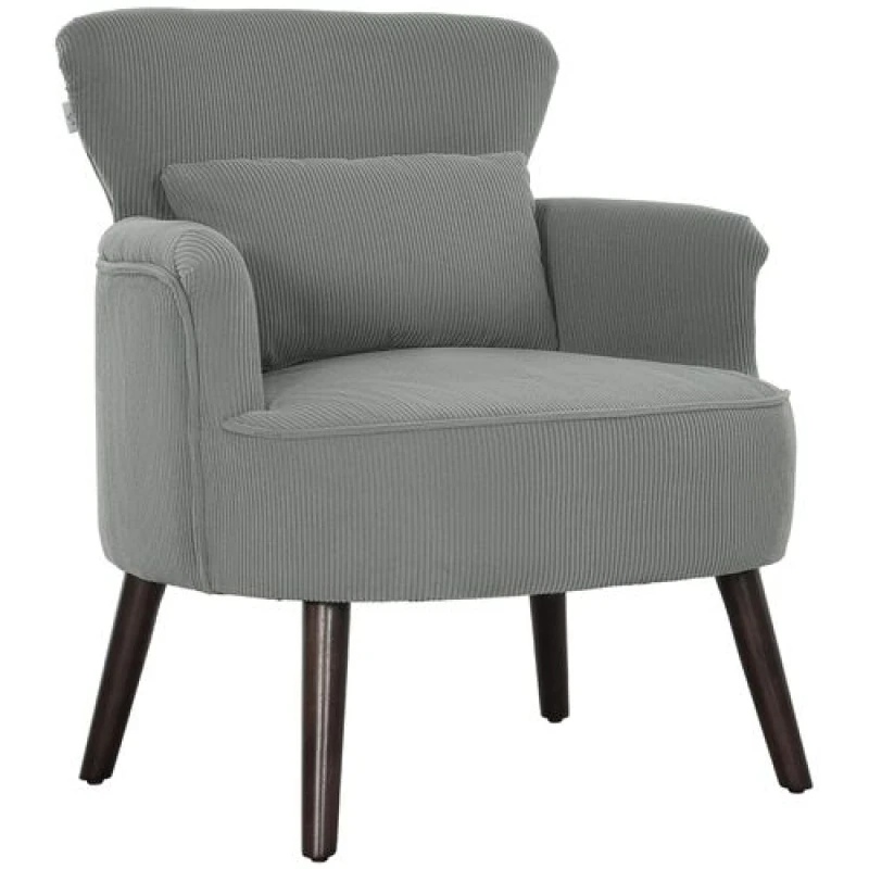 Image of HOMCOM Armchair with Padded Seat and Backrest for Living Room, Light Grey Light Grey