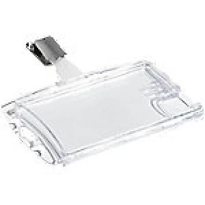 Image of Durable Security Pass Badge Holder with Clip Transparent Portrait and Landscape 87 x 54mm 801319 25 Pieces