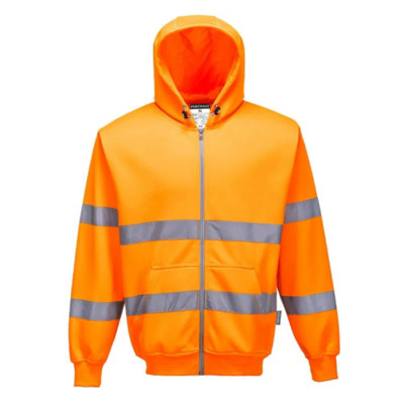 Image of Portwest Zip Front Class 3 Hi Vis Hoodie B305ORRXS Colour: Orange