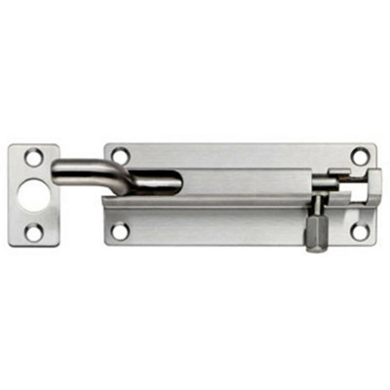 Image of Loops Cranked Barrel Surface Mounted Door Bolt Lock 100 x 38mm Satin Stainless Steel Metallics unisex