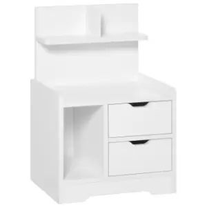 Image of Homcom Storage Center Nightstand With 2 Drawers And Shelf White