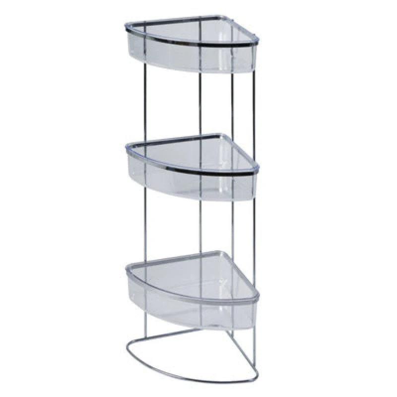 Image of Showerdrape Pure Acrylic Floor Bathroom Corner Caddy Storage Clear