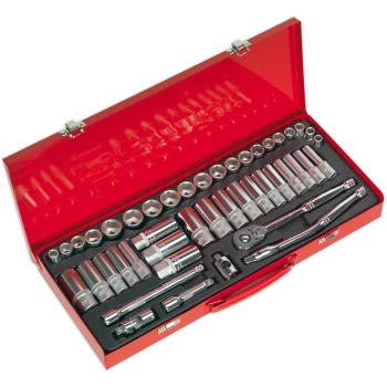 Image of Sealey 45 Piece 3/8" Drive Hexagon WallDrive Socket Set 3/8"